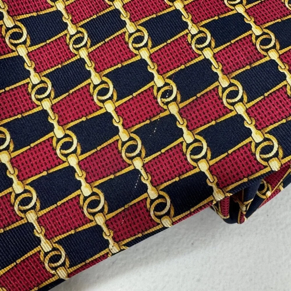 Stafford Silk Chain Link Tie Red Navy Gold Classic Men's Designer Necktie